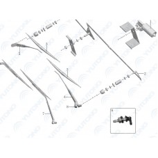 5205-00707 Стеклоочиститель в сборе (Трапеция:1800, мощность мотора:150W, без бачка омывателя) Yutong (Ютонг)