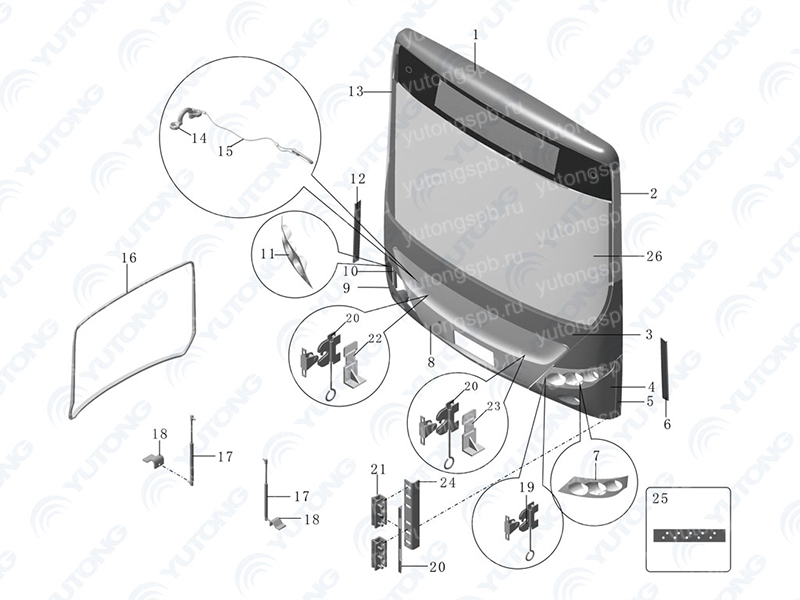 5302-07226 Панель передняя капота новая для автобусов Yutong (Ютонг) 5302-07226 Панель передняя капота новая для автобусов Yutong (Ютонг)