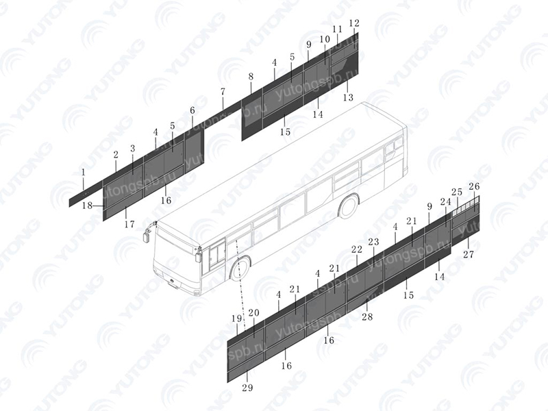 5403-12424 Левое второе нижнее сталинитовое стекло закрытого типа(ZK6180HG-зелёное) Yutong (Ютонг) 5403-12424 Левое второе нижнее сталинитовое стекло закрытого типа(ZK6180HG-зелёное) Yutong (Ютонг)