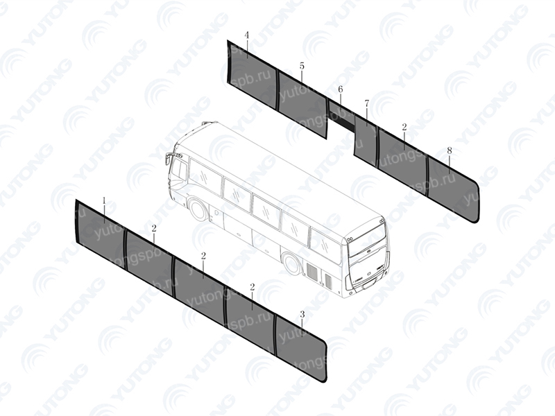 5403-38625 Верхнее стекло средней двери Yutong (Ютонг) 5403-38625 Верхнее стекло средней двери Yutong (Ютонг)