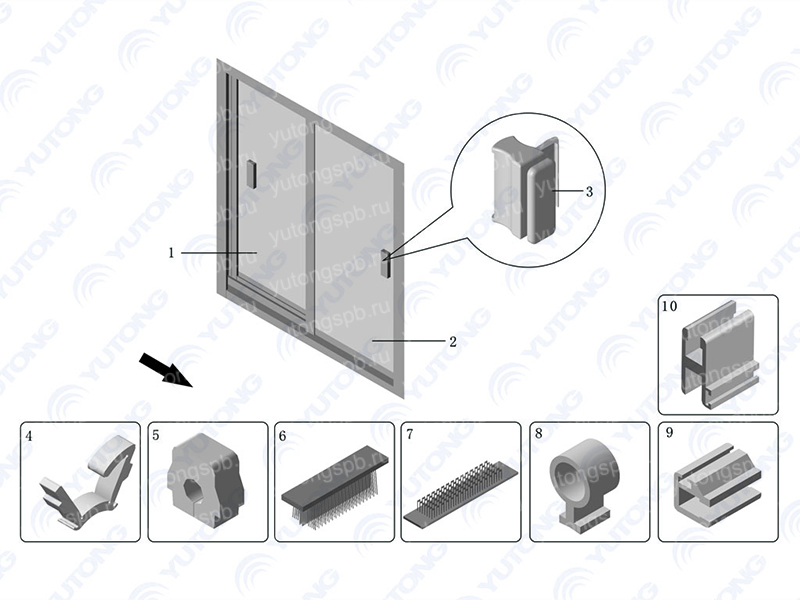 5403-46406 Стекло окна алюминей рамы, левое шестое, позади Yutong (Ютонг) 5403-46406 Стекло окна алюминей рамы, левое шестое, позади Yutong (Ютонг)