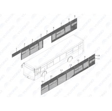 5403-74491 Закрытое стекло, левое четвертое Yutong (Ютонг)