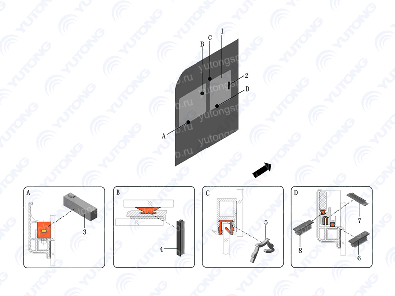 5403-88425 боковое окно Yutong (Ютонг) 5403-88425 боковое окно Yutong (Ютонг)
