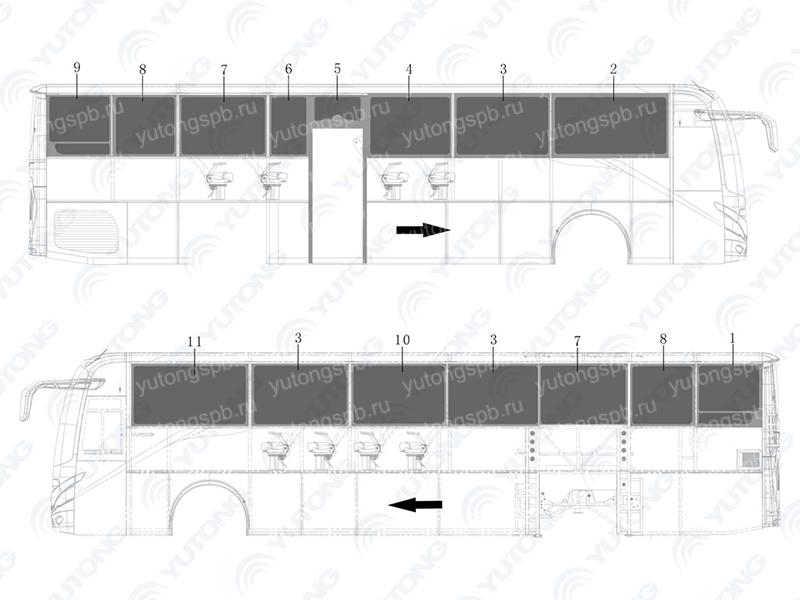 5403-98408 Закрытй стеклопакет, второй слева, светло-серый Yutong (Ютонг) 5403-98408 Закрытй стеклопакет, второй слева, светло-серый Yutong (Ютонг)