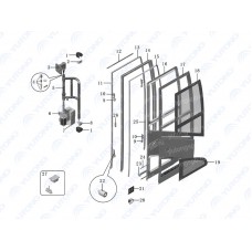 6103-02814 Закрытое стекло пассажирской двери, входная дверь Yutong (Ютонг)