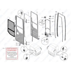 6103-02870 Закрытое стекло пассажирской двери Yutong (Ютонг)