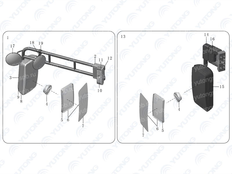 8202-08191 зеркало заднего вида в сборе; справа Yutong (Ютонг) 8202-08191 зеркало заднего вида в сборе; справа Yutong (Ютонг)